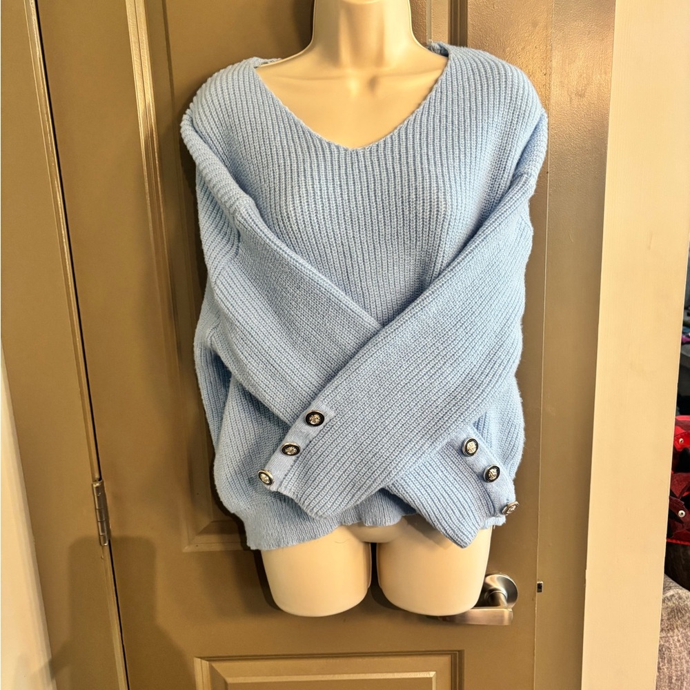 Light Blue V-Neck Sweater